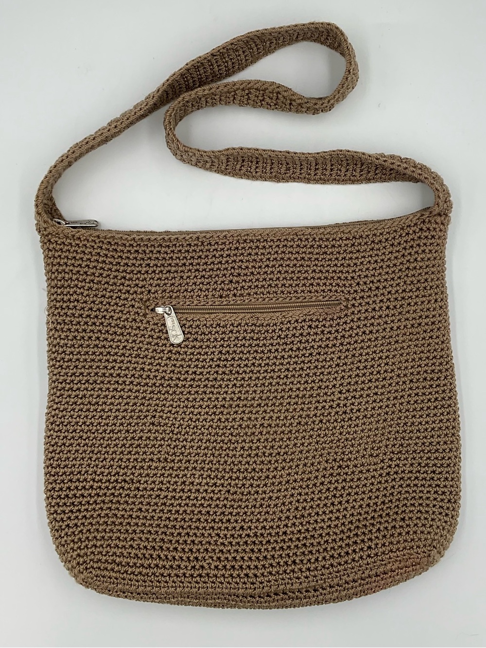 The SAK Tan Crochet Hobo Crossbody Purse